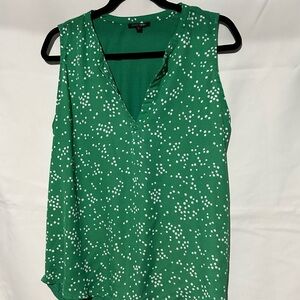 Green Sleeveless Top with White Dots
